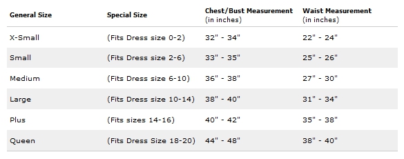 Wish Size Chart Women S